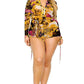 Plus gold & floral pattern print belted romer - Love It Clothing