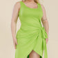 Plus Size Solid Wrap Front Tie Side Midi Dress - Love It Clothing