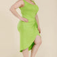 Plus Size Solid Wrap Front Tie Side Midi Dress - Love It Clothing