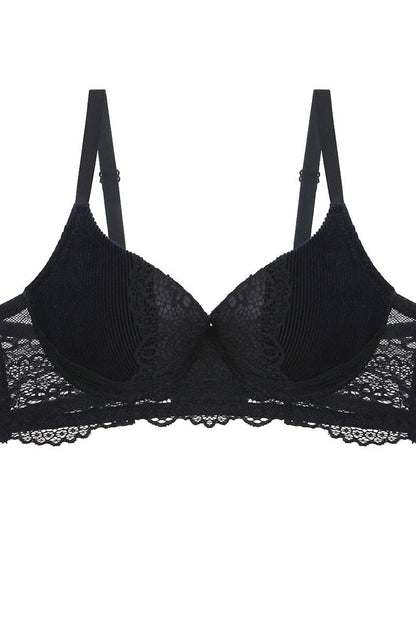 Push Up Velvet And Lace Bra-51722.32B--Love It Clothing