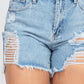 Ripped Five-pocket Mini Denim Shorts - Love It Clothing