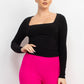 Side Ruched Square Neck Top - Love It Clothing