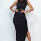 Sleeveless Ruched Side Split Maxi Dress - Love It Clothing