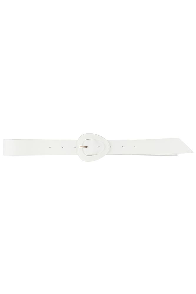 Smooth Oval Buckle Belt-57664.White--Love It Clothing