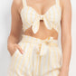 Tie-front Striped Crop Top & Belted Shorts Set - Love It Clothing
