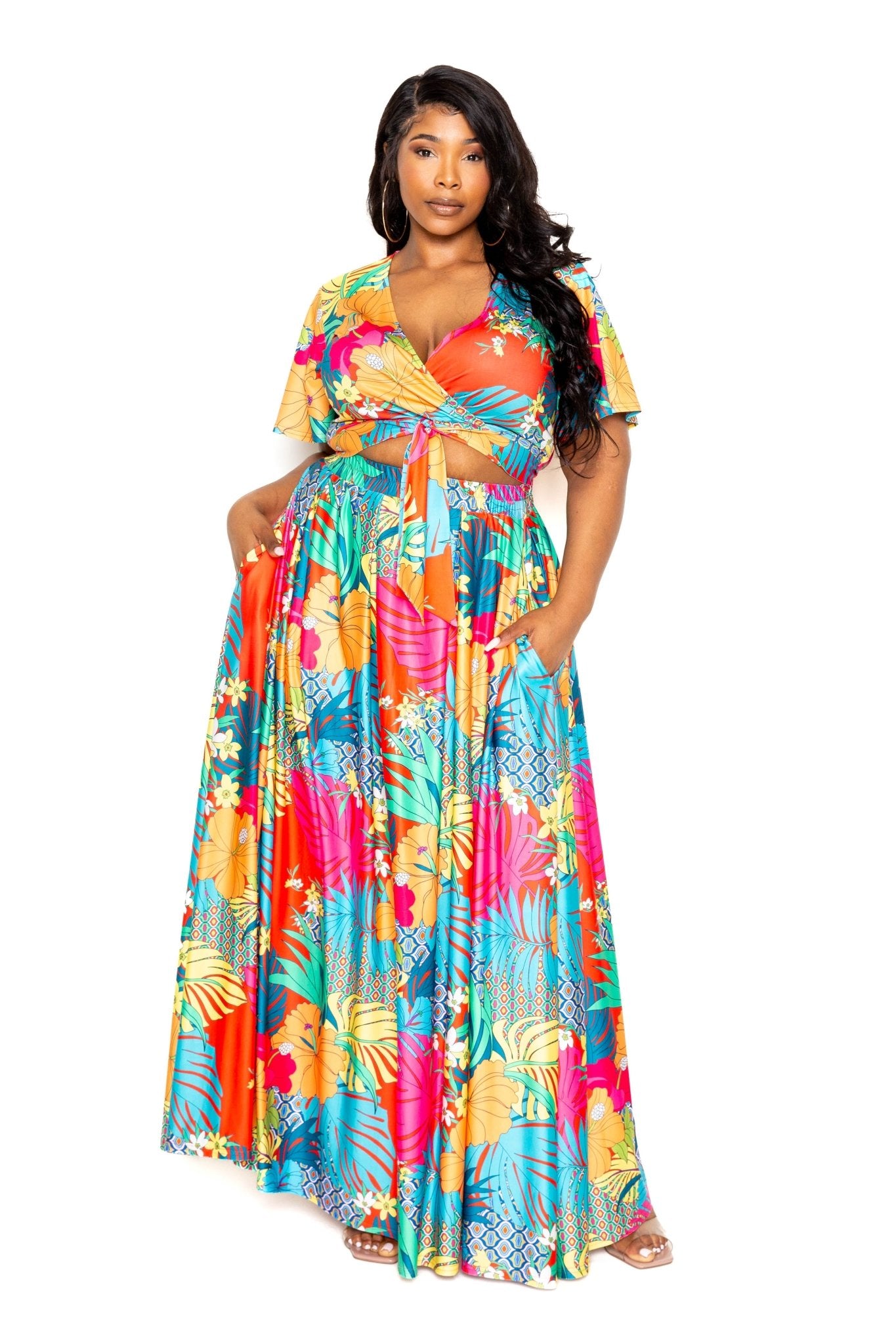 Tropical floral maxi skirt & top set - Love It Clothing