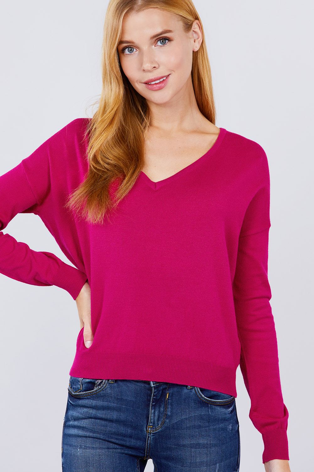 V-neck Back Cross Sweater-52488c.S--Love It Clothing