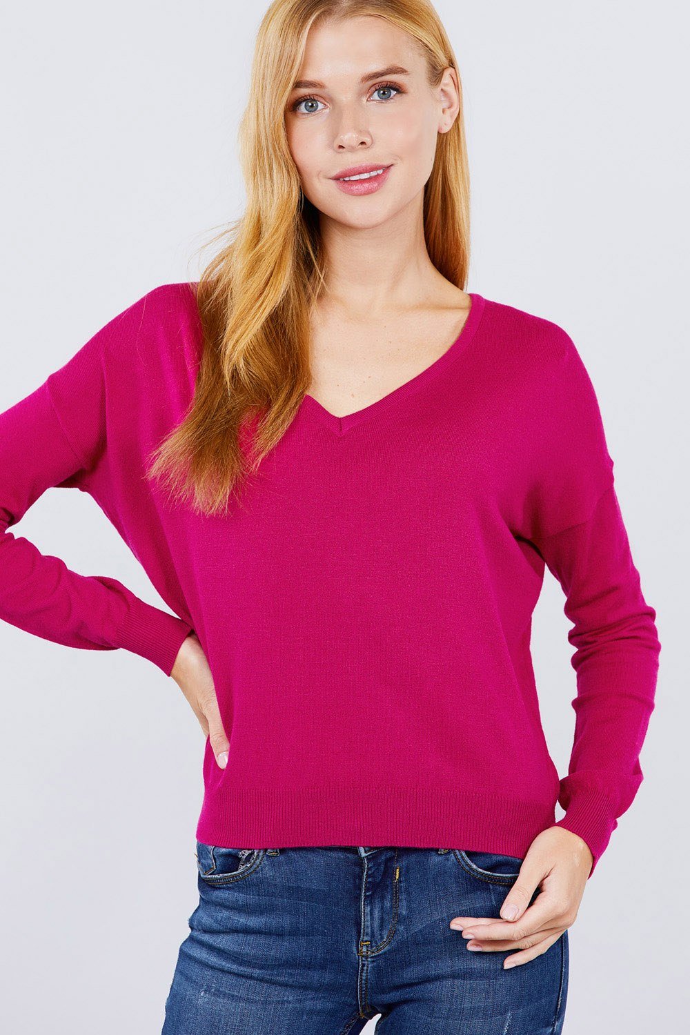 V-neck Back Cross Sweater-52488c.S--Love It Clothing