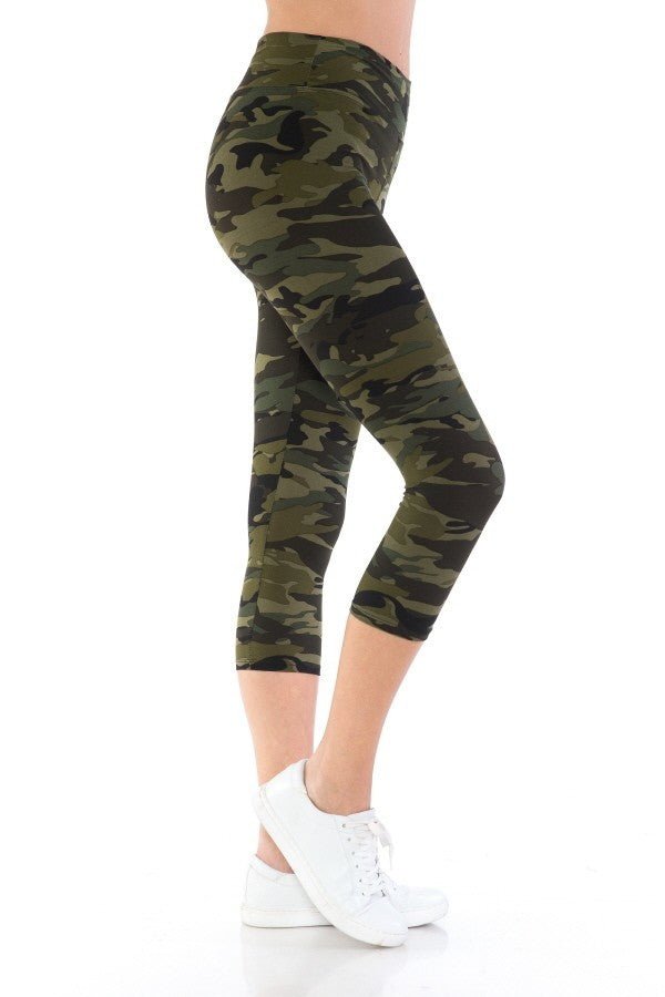 Yoga Style Banded Lined Tie Dye Printed Knit Capri Legging With High Waist. - Love It Clothing